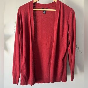 Red open front cardigan